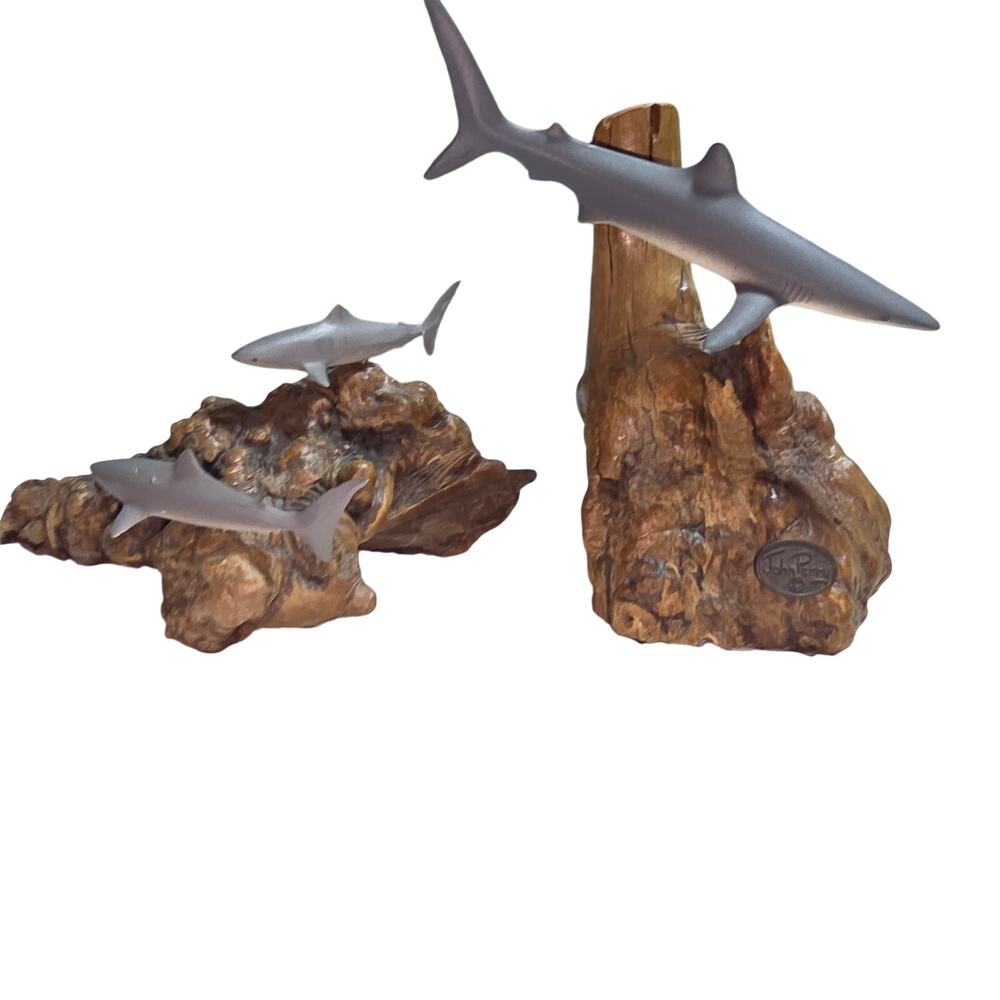 JOHN PERRY SET OF 2 SHARKS AND DRIFTWOOD DECOR